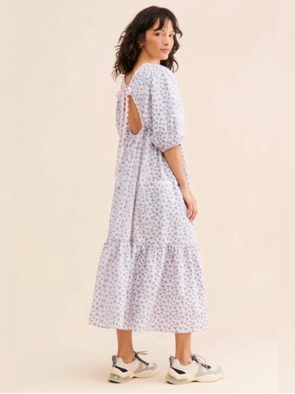 Clarice Ditsy Rik Rak Midi Floral Dress - Picture 2 of 8